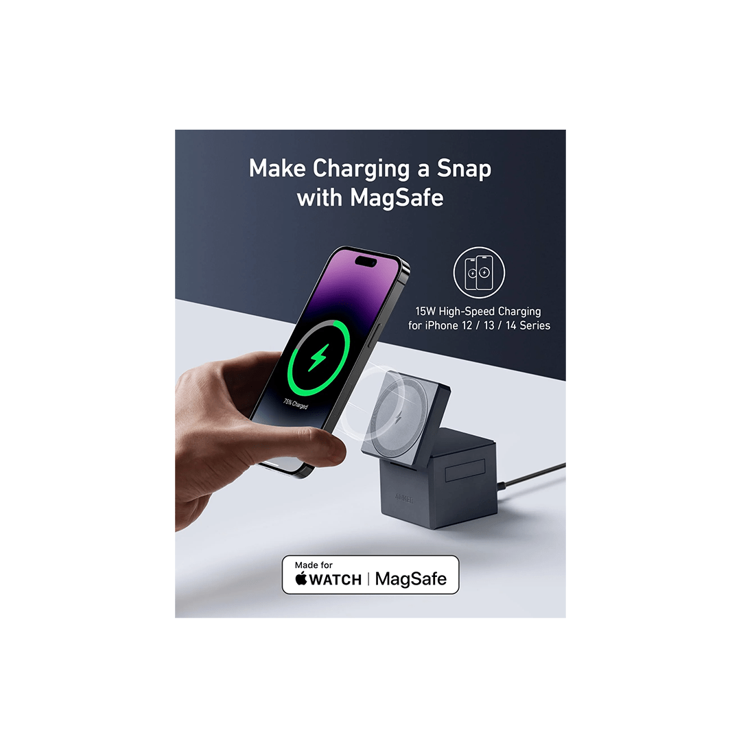 Anker 3-in-1 Cube Compatible with MagSafe, 15W Fast Charging Foldable Wireless Charger in Qatar Anker 3-in-1 Cube Compatible with MagSafe, 15W Fast Charging Foldable Wireless Charger in Qatar